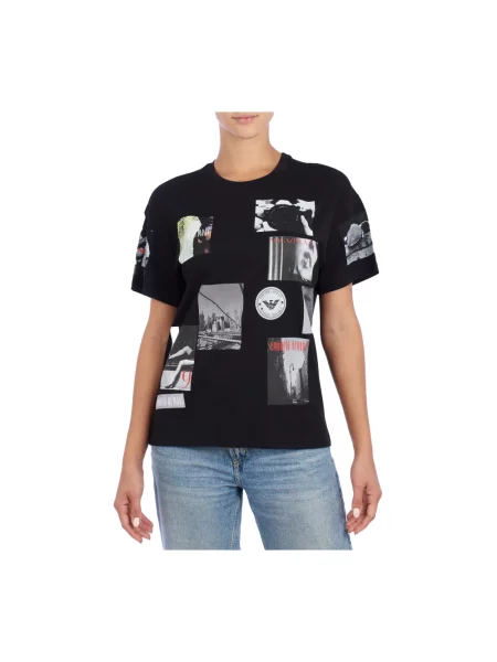 Koszulka Emporio Armani z nadrukiem z krótkim rękawem czarna