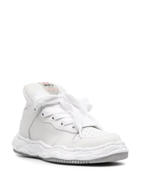 Top Maison Mihara Yasuhiro din piele alb