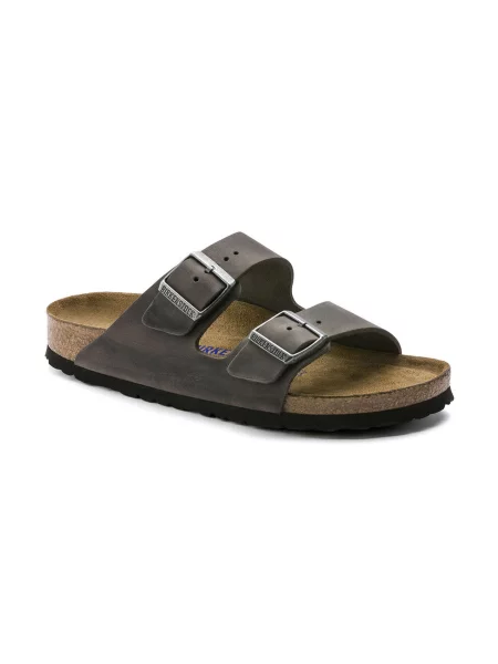 Klapki BIRKENSTOCK Arizona Soft Footbed Oiled Leather Narrow iron szare