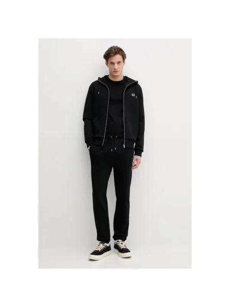 Bluza FRED PERRY Hooded Zip Through Sweatshirt Black S czarna