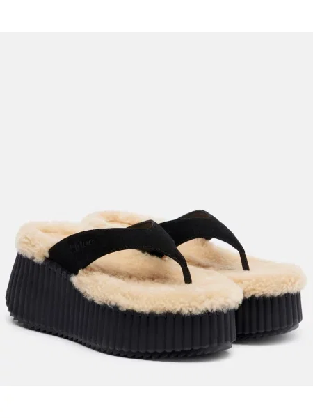 Chiloți tanga Chloé din piele de căprioară negru