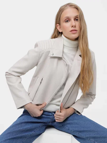 Piazza Italia Шкіряна куртка Кремовий 