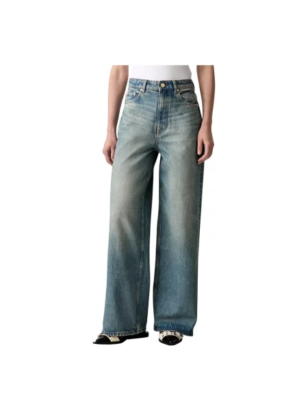 Jeansy straight leg Ganni niebieskie