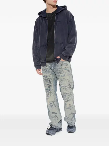 Hanorac cu glugă Diesel din fleece albastru