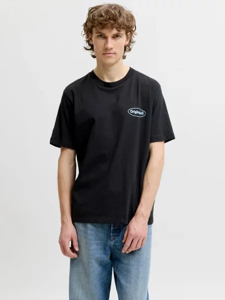 JACK & JONES Tričko krémová / pastelovo modrá / melónová čierna