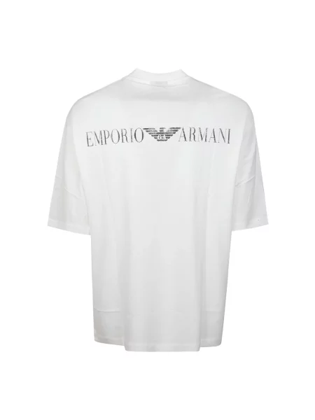 Koszulka Emporio Armani z nadrukiem z dekoltem w serek biała