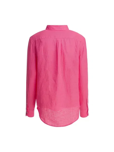 Polo Ralph Lauren Bluzki i koszule Kobieta M Len Linen Straight-Cut Shirt różowy