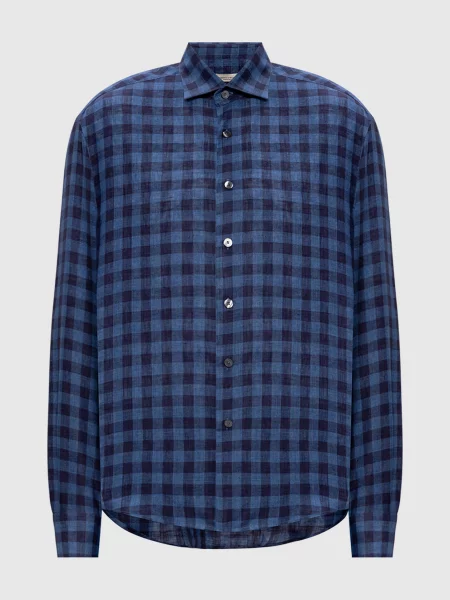 Сорочка з льону в клітинку Cashmere&whiskey синя