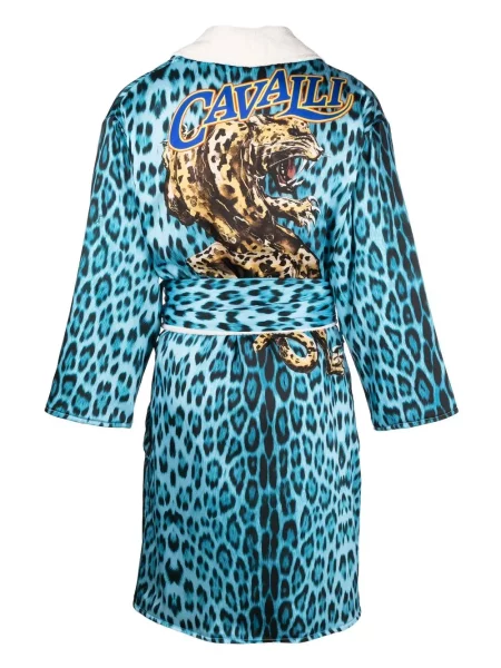 Raštuotas chalatas Roberto Cavalli leopardinis mėlyna