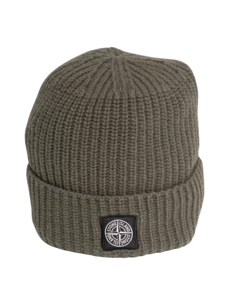 Czapka Stone Island wełniana z kamieniami zielona
