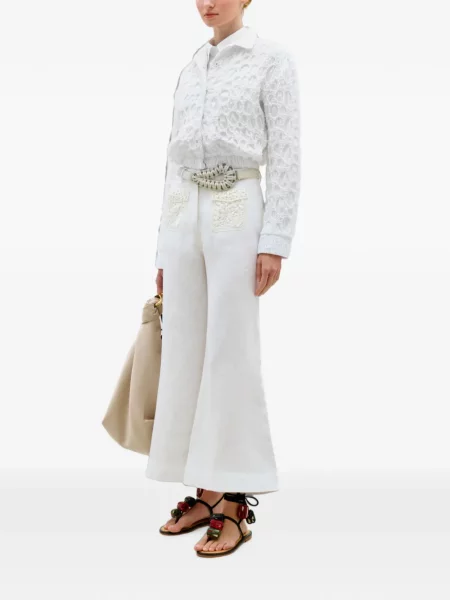 Pantaloni Silvia Tcherassi din dantelă evazate alb