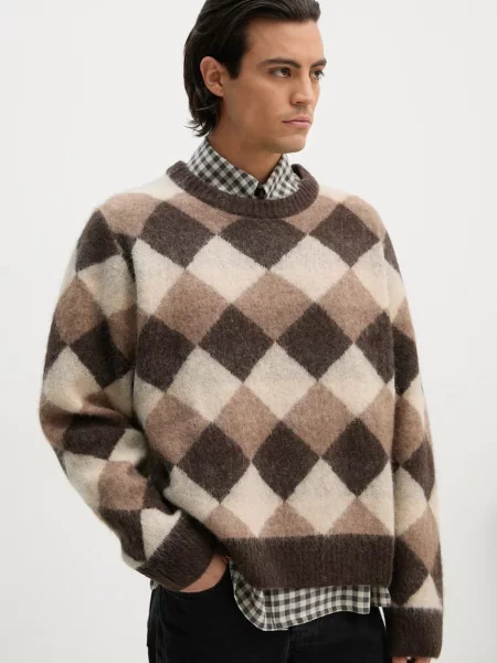 Won Hundred sweter wełniany ciepły brązowy