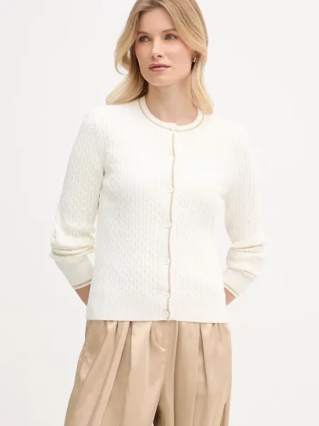 Lacoste kardigan z bawełną biały