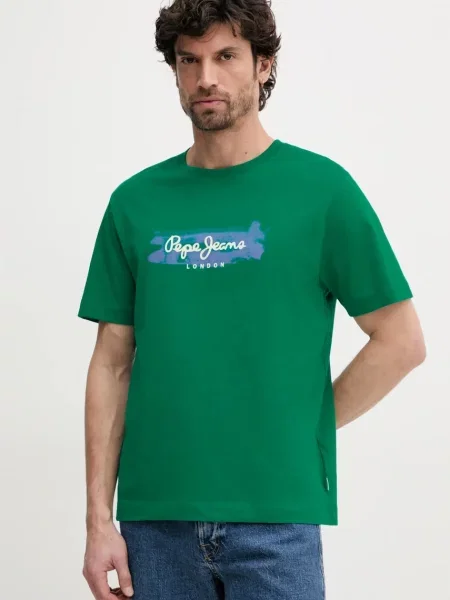 Тениска Pepe Jeans PICTHON с принт зелено