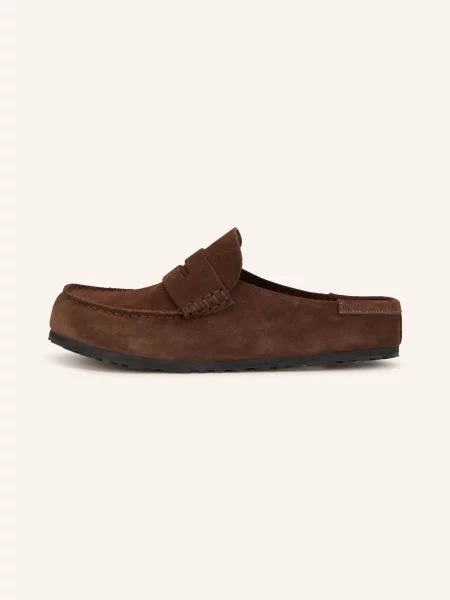 Semišové pantofle Birkenstock Naples hnědé
