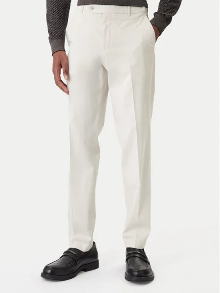 BOSS Pantaloni din C-Perin alb