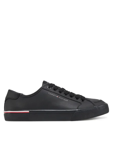 Кожени маратонки Tommy Hilfiger CORE CORPORATE VULC LEATHER черно