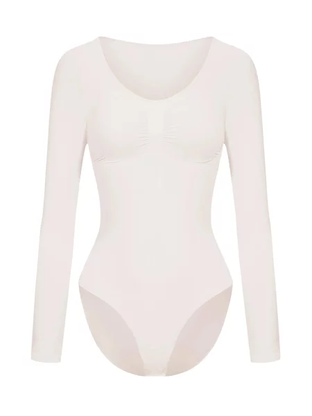 Cfab Alakformáló body Bodysuit Sculpting Shapewear Longsleeve mit Slip homok