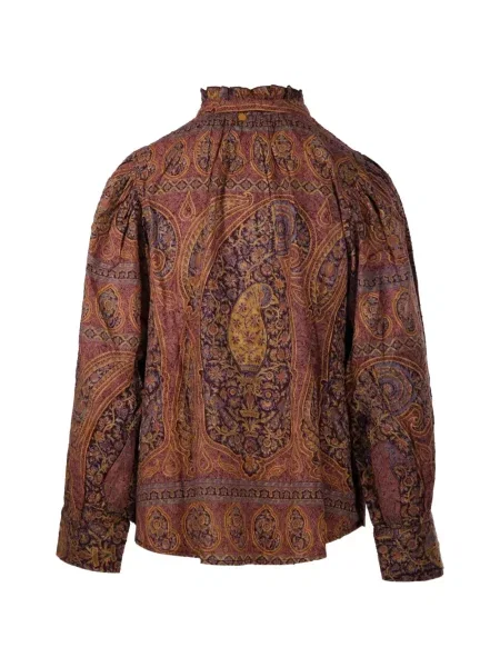 Gulerat bluză Antik Batik cu imagine cu model paisley maro