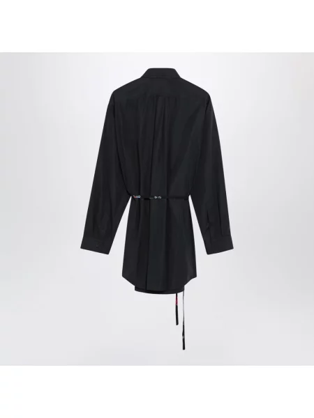 Lniana krótka sukienka Balenciaga w kwiatki czarna