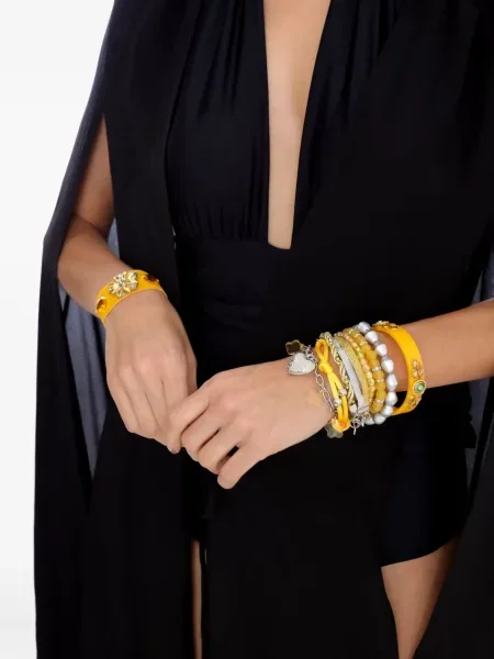 Brăţară Amir Slama cu model floral cu mărgele galben