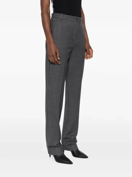 Pantaloni Pinko cu model herringbone cu autograf gri