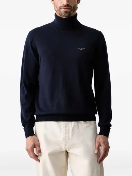 Pulover Aeronautica Militare cu broderie albastru