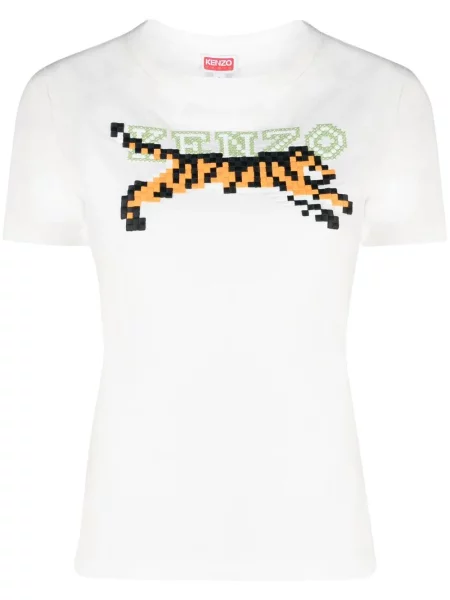 Tricou Kenzo cu broderie alb