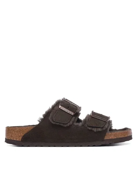 Birkenstock Klapki Arizona Shearling brązowy