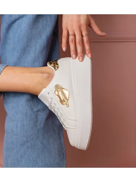 Sneakerși Gemre cu model leopard alb