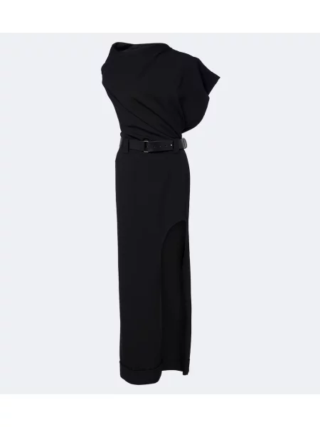 Rochie maxi Junya Watanabe de lână asimetrică negru