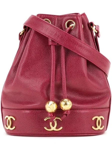 Bucket kabelka Chanel Pre-owned s autogramem červená