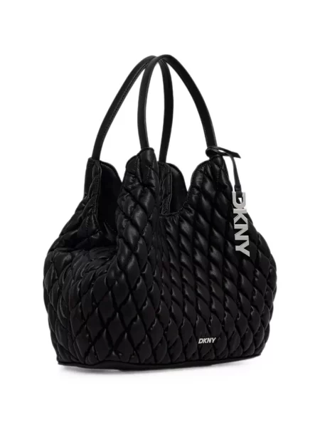 Prošívaný shopper kabelka Dkny s autogramem černá