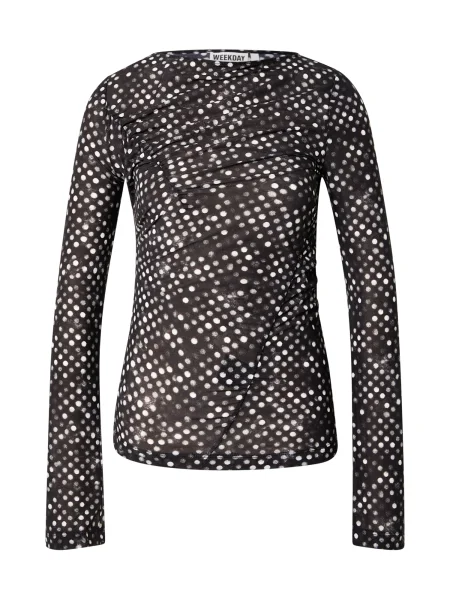 WEEKDAY Tricou Olivia negru alb