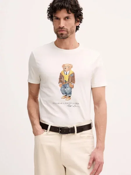 Tričko Polo Ralph Lauren s potiskem béžová