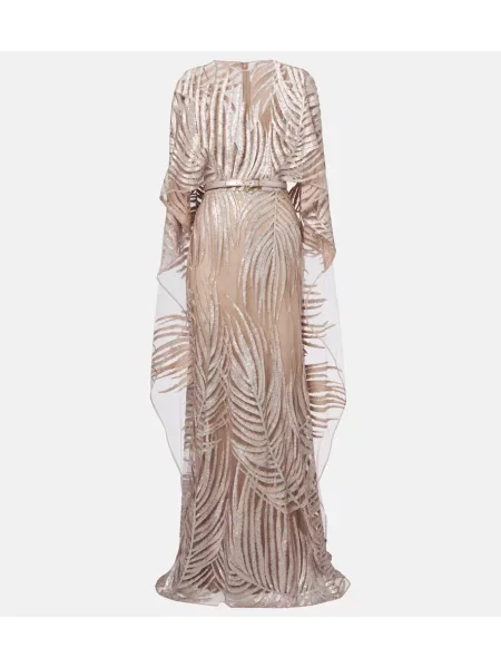 Rochie Elie Saab cu broderie transparente din tul maro