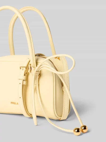 Torba na ramię z prawdziwej skóry z detal z logo model Poppy' Furla