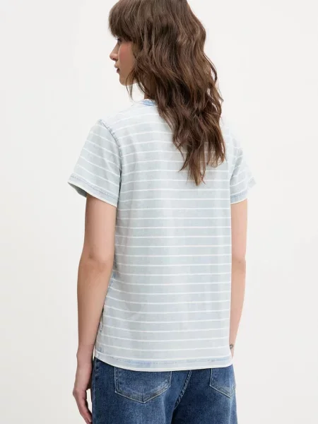 Pruhované tričko Guess Jeans modrá
