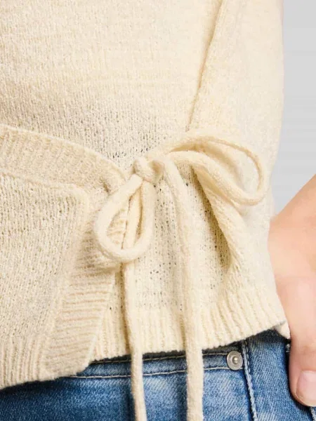 Kardigan rozpinany o kroju regular fit z taśmą do wiązania Tom Tailor Denim biały