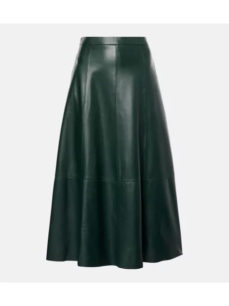 Fustă din piele Vince până la genunchi verde