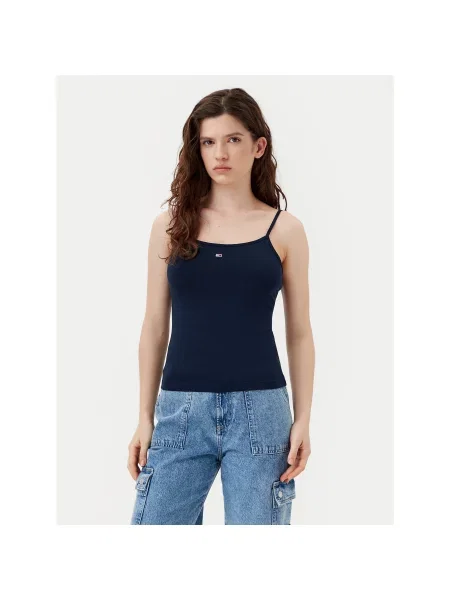 Tommy Jeans Marškinėliai Essential Tamsiai Slim Fit mėlyna