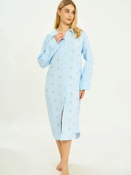 Пляжное платье-рубашка на блакитна