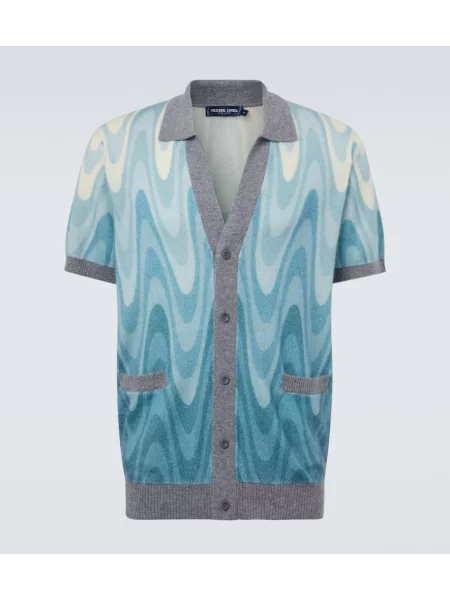 Cardigan Frescobol Carioca de lână albastru