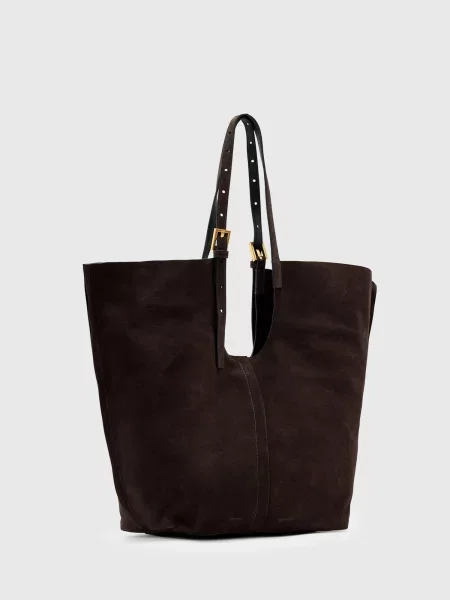 Geanta de piele Allsaints maro