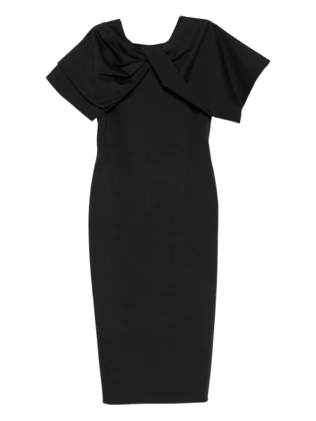 Sukienka midi Alberta Ferretti z kokardką do kolan garniturowa szara