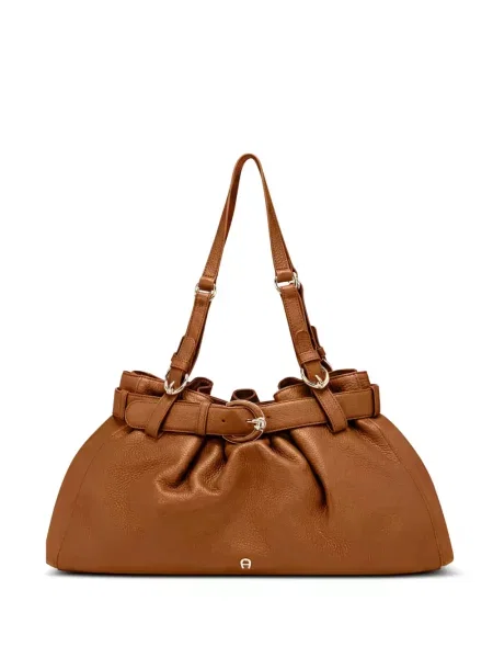 Δερμάτινη τσάντα shopper Aigner καφέ
