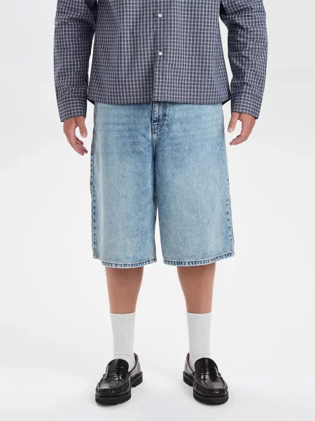 Dxnmxrk Jeans DXHarri Blue Wide Fit Denim Shorts denim albastru