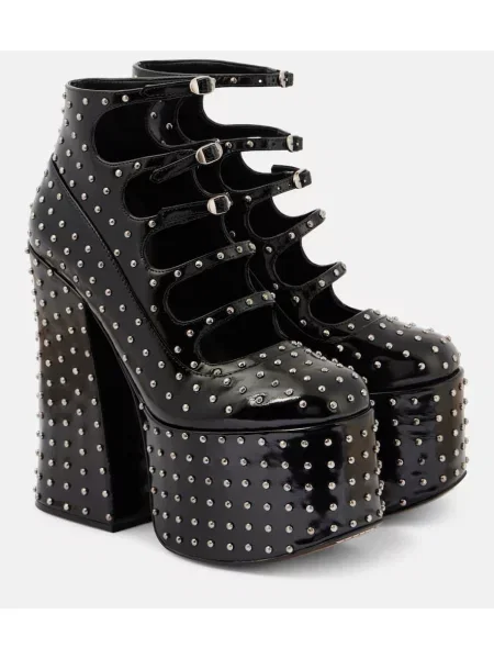 Cizme scurte Marc Jacobs din piele cu platformă cu tepi negru