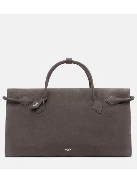 Geanta de piele Alaïa din piele gri