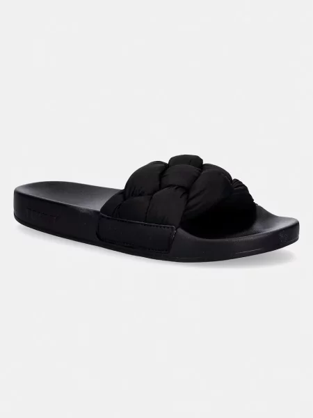 Papuci Tommy Jeans țesuți negru